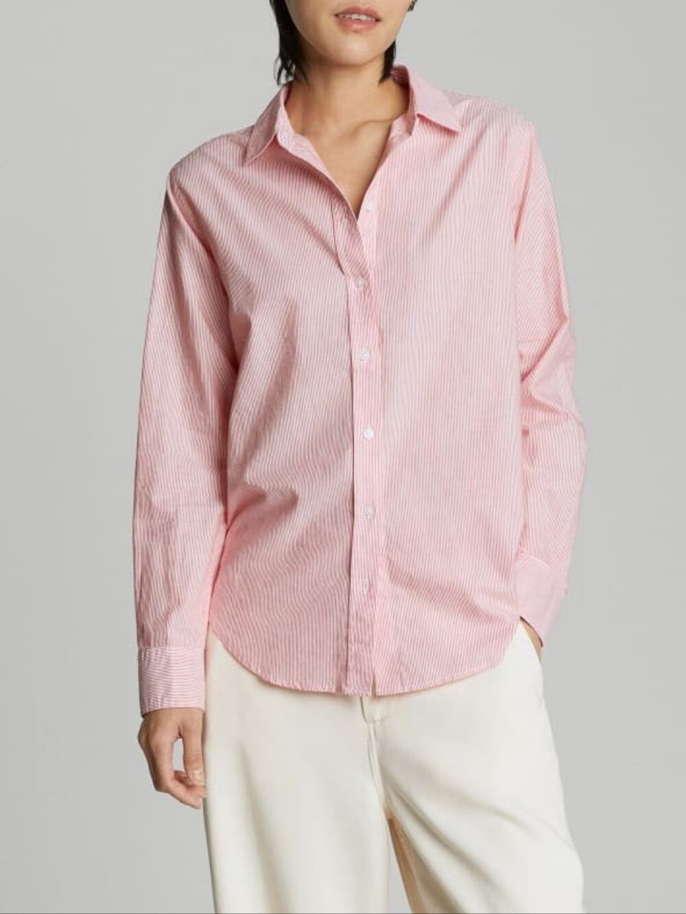 Everlane The Must-Have Shirt Silky Cotton Button Down Mandarin Red White Size 14